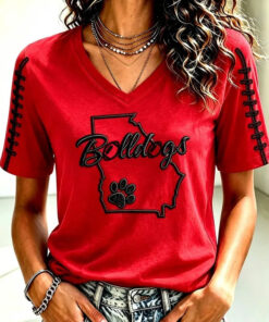 Georgia Football Merch Bulldogs Game Day V-Neck T-Shirt Football Gift For Sister