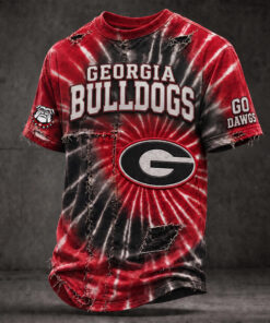 Georgia Football Merch Football Tie Dye T-Shirt Game Day Sports Gifts For Fans