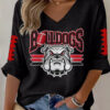 Georgia Football Merch Go Dawgs Football V-Neck Raglan Shirt Game Day Gifts For Her