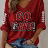 Georgia Football Merch Go Dawgs V-Neck Raglan Shirt Gifts For Game Day