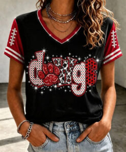 Georgia Football Merch Go Dawgs V-Neck T-Shirt Bulldogs Sport Gear