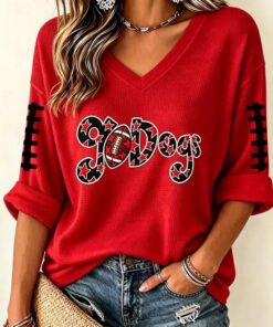 Georgia Football Merch Go Dogs V-Neck Raglan Shirt Game Day Mother Gifts
