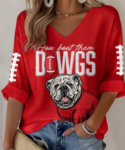Georgia Football Merch How Bout Them Dawgs V-Neck Raglan Shirt Football Gifts