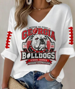 Georgia Football Merch Pressure Is A Privilege 1785 V-Neck Raglan Shirt Fan Gift