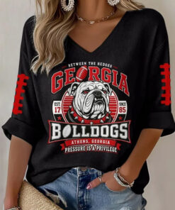 Georgia Football Merch Pressure Is A Privilege V-Neck Raglan Shirt Football Mom Gifts