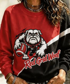 Georgia Football Merch Red Grid Woof Sweatshirt Football Gifts For Her