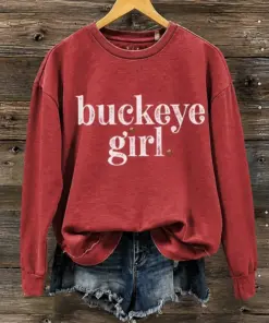 Ohio Football Merch Buckeye Girl Sweatshirt Game Day Fan Gear