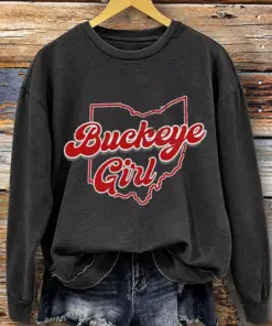 Ohio Football Merch Buckeye Girl Sweatshirt Gifts For Football Fan