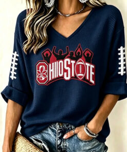 Ohio Football Merch Football V-Neck Raglan Shirt Buckeyes Game Day Fan Gear