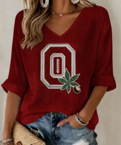 Ohio Football Merch Football V-Neck Raglan Shirt Buckeyes Gifts For Game Day