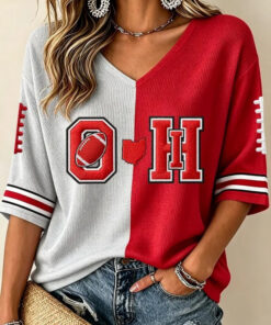 Ohio Football Merch Football V-Neck Raglan Shirt Game Day Apparel Gift
