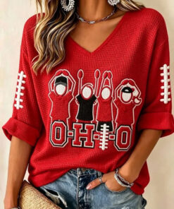 Ohio Football Merch Football V-Neck Raglan Shirt Game Day Gifts For Fans