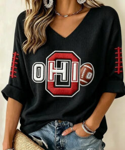 Ohio Football Merch Football V-Neck Raglan Shirt Game Day Sister Gifts