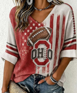 Ohio Football Merch Football V-Neck Raglan Shirt Ohio Sister Gifts