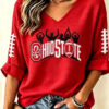 Ohio Football Merch Go Buckeyes V-Neck Raglan Shirt Ohio Outfit Gift
