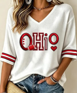 Ohio Football Merch I Am Ohio V-Neck Raglan Shirt Football Friend Gifts