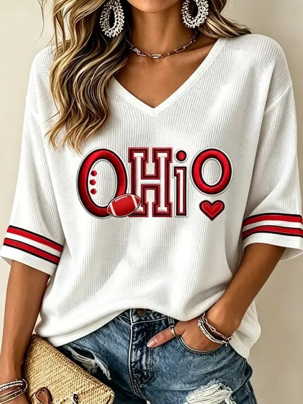 Ohio Football Merch I Am Ohio V-Neck Raglan Shirt Football Friend Gifts