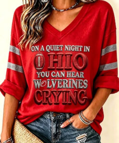 Ohio Football Merch On A Quiet Night In Ohio V-Neck Raglan Shirt Buckeyes Gifts