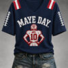 Patriots Football Merch Frauen Maye Day V-Neck Shirt Gift For Football Fan