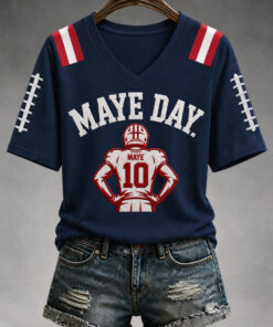 Patriots Football Merch Frauen Maye Day V-Neck Shirt Gift For Football Fan
