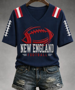 Patriots Football Merch New England Football V-Neck Shirt Football Fan Gift
