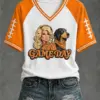 Tennessee Football Merch Dolly Parton Dog Game Day V-Neck Shirt Gift For Fans