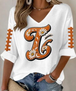 Tennessee Football Merch Game Day V-Neck Raglan Shirt Football Mom Gifts