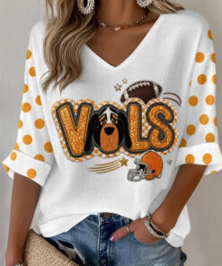 Tennessee Football Merch Vols Football V-Neck Raglan Shirt Game Day Gifts For Mom
