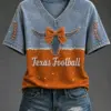 Texas Football Merch Denim Football Game Day V-Neck Shirt Gift For Fan