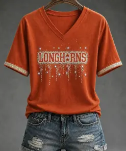 Texas Football Merch Football Game Day V-Neck Shirt Gift For Women