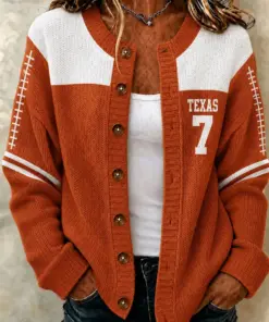 Texas Football Merch Game Day Football Cardigan Sweater Gift For Sister