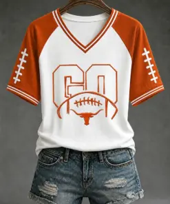 Texas Football Merch Go Texas V-Neck Shirt Game Day Gift For Fan