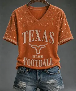 Texas Football Merch Texas Football Game Day V-Neck Shirt Gift For Her