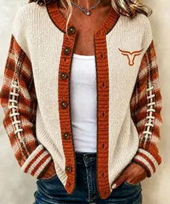 Texas Football Merch Texas Game Day Football Cardigan Gift For Aunt