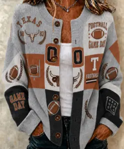 Texas Football Merch Texas Game Day Football Cardigan Gift For Grandma