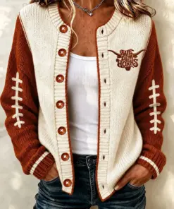 Texas Football Merch Texas Game Day Football Cardigan Gift For Lady
