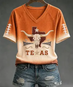 Texas Football Merch Texas Game Day V-Neck Shirt Unique Gift For Women