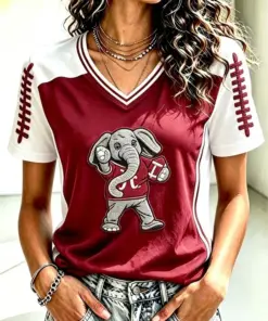Tide Football Merch Football V-Neck T-Shirt Game Day Presents For Her