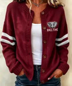 Tide Football Merch Game Day Round Neck Cardigan Sport Apparel