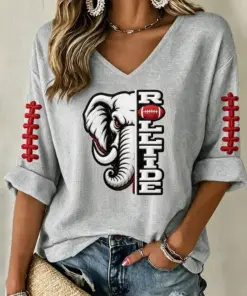 Tide Football Merch Roll Tide V-Neck Raglan Shirt Football Game Day Gifts For Her