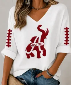 Tide Football Merch Roll Tide V-Neck Raglan Shirt Game Day Gifts For Mom